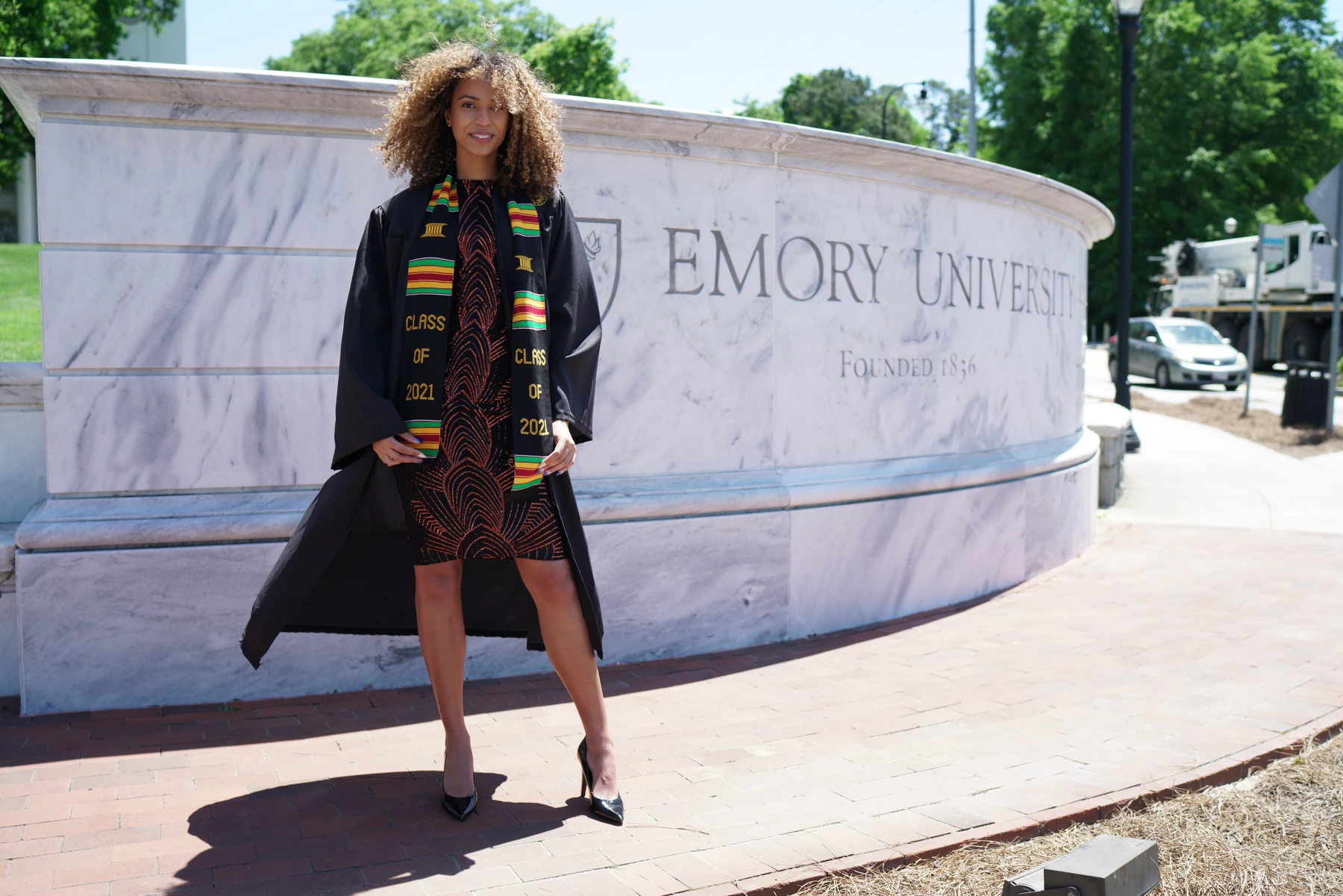 Claire Ofotokun, known as COFO, in graduation attire at Emory University in Atlanta, Georgia, Class of 2021.