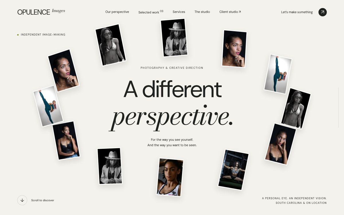 Opulence Images restricted published studio preview screenshot — Deployment screenshot · restricted preview